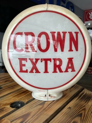 Vintage Rare Crown Extra Gas Pump Globe