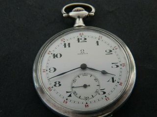 VTGE RARE OMEGA MILITARY 24 HOURS WW1.  SOLID SILVER.  PERFECT DIAL.  SERVICED 1916 4