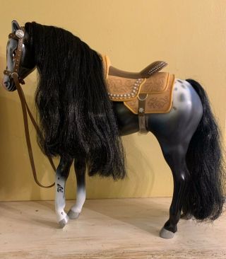 Bratz Rare Wild West Black White Appaloosa Horse W Saddle & Brush For 10” Doll