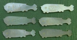 6 Antique Mother Of Pearl Gaming Counters In The Shape Of Flat Fish