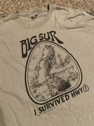 Big Sur California - I Survived Hwy 1 T - Shirt Rare Redwoods Size Xxl 2xl Long