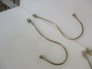 Late Vintage Metal Curtain Tie Backs Hooks Old French Ball End Gold Brass Plated