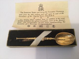 Queen Elizabeth 11 Coronation Silver Gilt Boxed Anointing Spoon