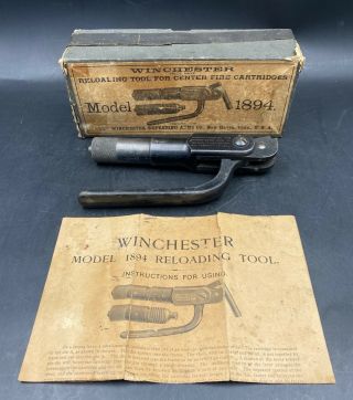 1890s Winchester Model 1894 Center Fire Reloading Tool 32 - 40 W/box & Paper Rare