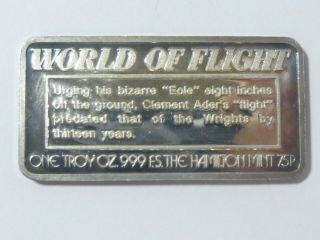 Vintage Silver Bar 1 OZ World of Flight - Very Collectable Very rare 2