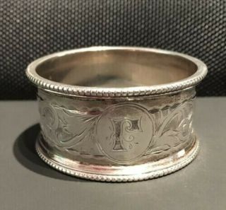 Solid Silver Napkin Ring Engraved R Or J