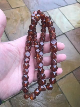 Antique Art Deco Faceted Natural Honey Amber Necklace 63.  3 Grams