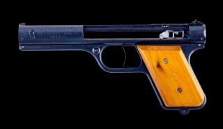 Vintage Wood Handle Circa 1937 Bulls Eye SHARP SHOOTER Gun Pistol Metal Box Rare 3