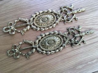 Pair Antique French Cast Brass / Bronze Door Finger Plates Makers Stamp On Back