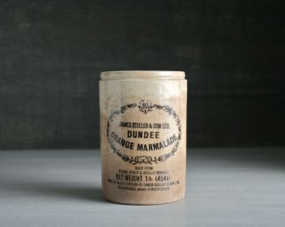 James Keiller Antique Stoneware Marmalade Pot.  Vintage 1lb Preserve Jar.  Patina.