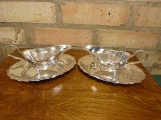 A Vintage Epns Silver Plated Sauce Boat Jugs And Stands