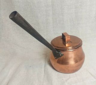 Antique Copper Cooking Pot with Lid & Cast Iron Handle 3