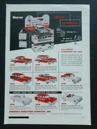 Vtg Rare 1955 Dealer Ad Pmc Product Miniature 56’ Chevrolet Car Corvette Bel Air
