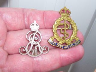 Fine 2 X Antique 1901 & George Vii Royal Army Medical Corps Badge Pin Brooch