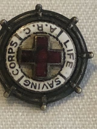 Rare Wwi - Wwii Us Red Cross " Life Saving Corps Member " Pin Ships Wheel