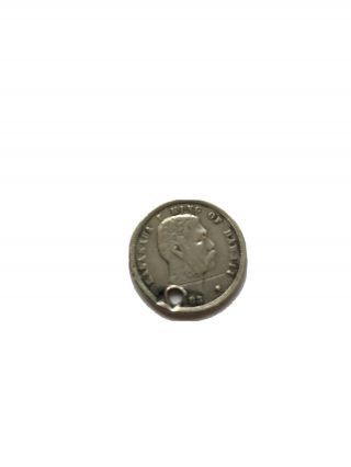 1883 Hawaii Silver Dime - Watch Fob Coin
