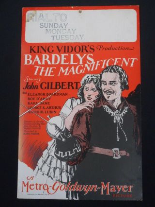 Bardelys The Magnificent 1926 John Gilbert King Vidor Rare Swashbuckler