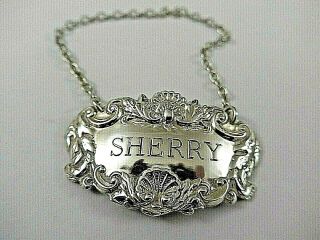 Vintage Fully H/m Solid Sterling Silver Sherry Decanter Label