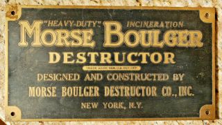 Rare Brass Name Plate Morse Boulger Destructor Cleaver Brooks Boiler