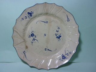 Antique Creamware Plate,  Painted Flowers, .