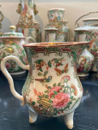 19th C Chinese Canton Porcelain Footed Jug