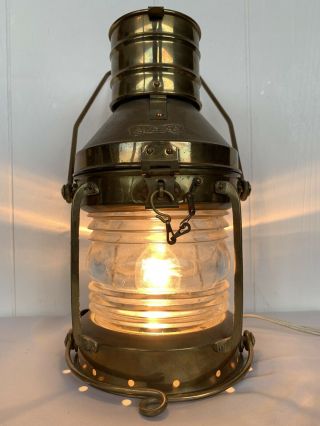 Rare Vintage Large Brass Nautical Anchor Ship Oil Lantern Light ⚡️electric Plug