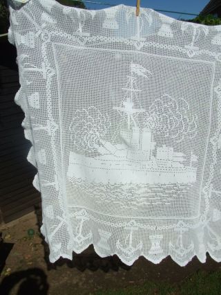 Vintage Crochet Tablecloth Battleship,  Mary Card ??