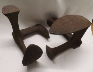 Pair Vintage Heavy Metal Cast Iron Cobblers Shoe Last Anvil Door Stops