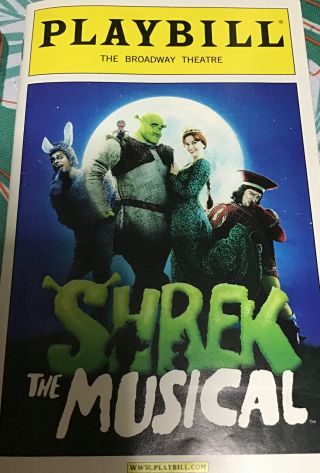 Shrek The Musical Playbill Rare 2nd Cover Sutton Foster,  Brian D’arcy James