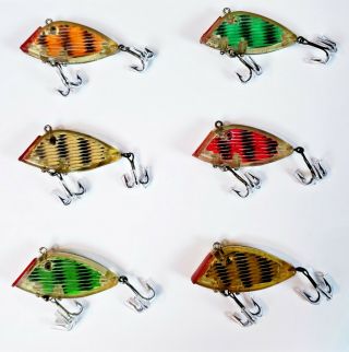 Complete Color Set Of 6 South Bend 677 Optic Lures Made in IN 1959 2