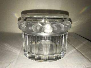 Rare Vintage Lalique Crystal Lidded Bowl (box) With Partridges - Signed