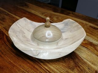 Unusual Turned Wooden Pot.  Treen