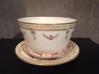 Antique 19th Century Hand Painted Porcelain Bowl Saucer &side Plate Minton/spode