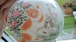 Fine Chinese Republic Inside Painted Glass Snuff Bottle - Two Scenes Of Kittens