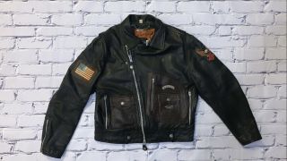 Vintage 90’s Harley Davidson Black Leather Cruiser Jacket Men’s Sz Xl Rare