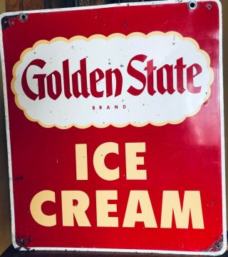 Rare Vintage Golden State Ice Cream Double Sided Porcelain Sign 18 " X 16 "