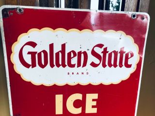 rare VINTAGE GOLDEN STATE ICE CREAM DOUBLE SIDED PORCELAIN SIGN 18 