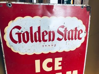 rare VINTAGE GOLDEN STATE ICE CREAM DOUBLE SIDED PORCELAIN SIGN 18 