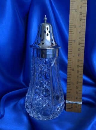 Lovely Vintage Cut Glass Crystal & Silver Plated Sugar Sifter/shaker.