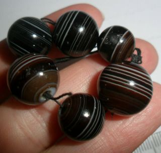 Vintage Jewellery Antique Banded Agate Loose Necklace Beads For Spare Repair