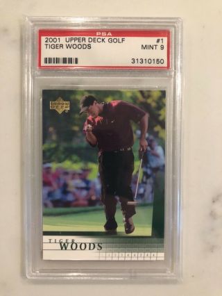 2001 Upper Deck Golf Tiger Woods 1 Rookie Rc Psa 9 Rare Card