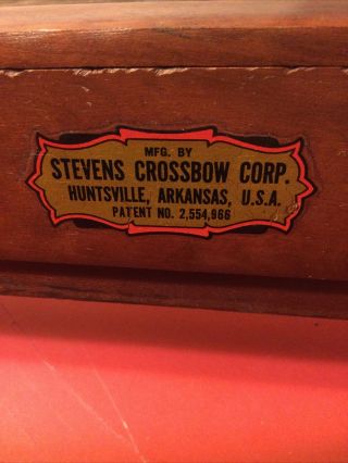Rare Vintage Old Us Stevens Crossbow Huntsville Arkansas