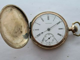 Antique 1905 Waltham 16s Full Hunter Gold Plated Pocket Watch Rare