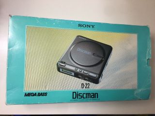 Sony Discman D - 22 Portable Cd Player W/ Box Accessories 1989 Rare