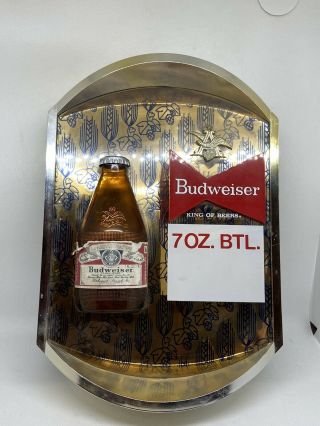 Vintage 1970’s Budweiser 7 Oz Bottle Beer Display Sign 3d Rare