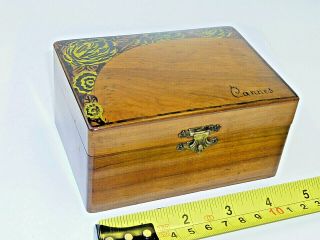 Cannes France Antique Wooden Storage Box Wood Hand Painted Old Woodenware Vgc