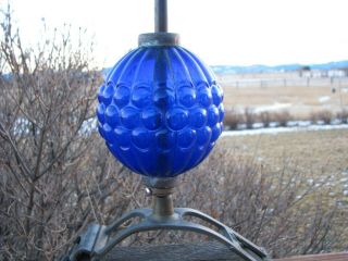Cobalt Blue Glass Grape Pattern Lightning Rod Ball