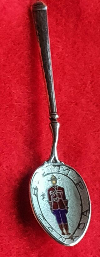 Vintage Canada Rcmp Royal Canadian Mounted Police Sterling Silver Enamel Spoon