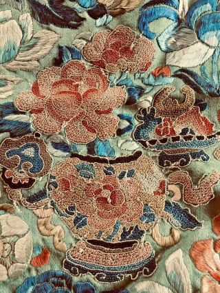 Rare antique Chinese hand embroidered silk wall hanging art 3