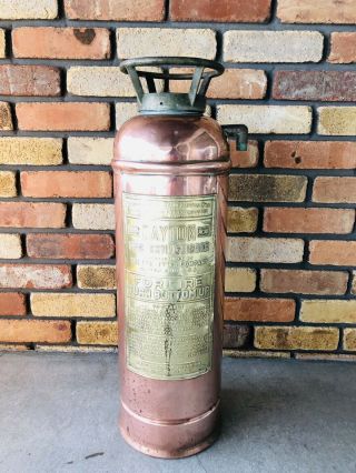 Rare Antique Vintage Dayton Soda Acid Brass Fire Extinguisher - Polished
